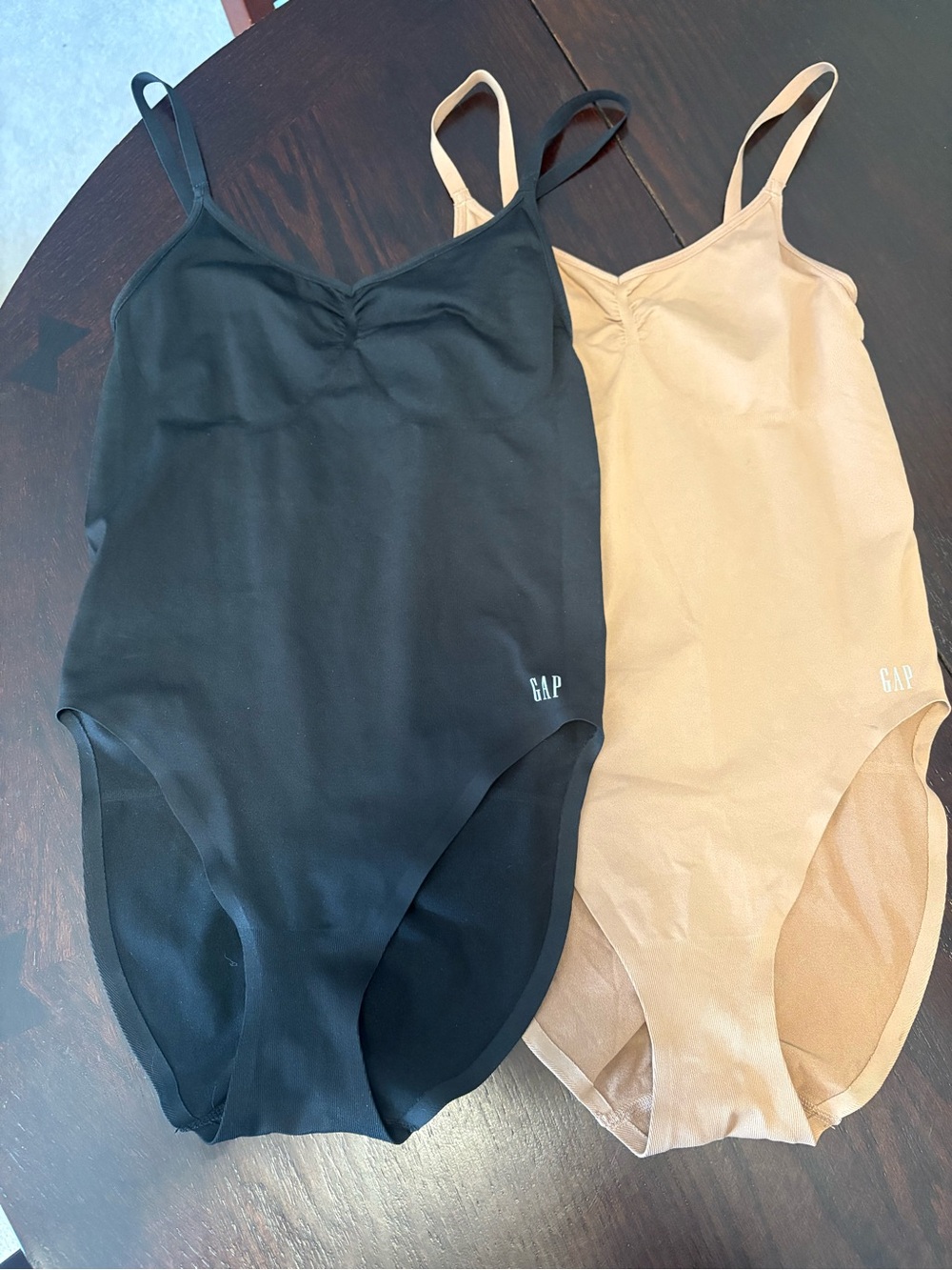GAP Woman’s tan and black shaping body suits 2-pack
